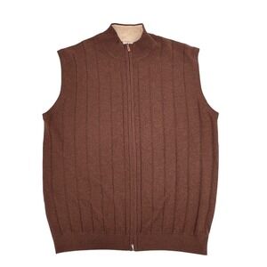Peter Millar Mens Truffle Double Zip Mock Vest 100% Cashmere XLT NWT Flaws